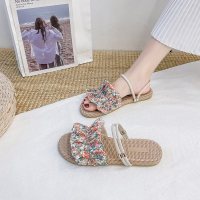 凉鞋女仙女风ins潮2021新款夏季时尚百搭花花学生女士平底罗马鞋