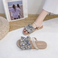 凉鞋女仙女风ins潮2021新款夏季时尚百搭花花学生女士平底罗马鞋