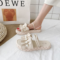 配裙子凉鞋女夏仙女风2021年新款时尚学生珍珠罗马平底鞋