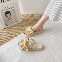 配裙子凉鞋女夏仙女风2021年新款时尚学生珍珠罗马平底鞋