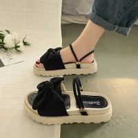 凉鞋女夏平底仙女风2021新款学生时尚罗马厚底花朵凉拖公主风