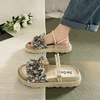 配裙子凉鞋女夏仙女风2021新款时尚学生厚底ins潮松糕平底鞋