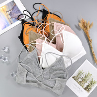 新款性感深v聚拢无缝裹胸抹胸美背螺纹无钢圈运动瑜伽女内衣文胸