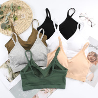 加大码简约色u型美背无缝裹胸抹胸女内衣露背性感带胸垫背心式