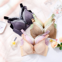 乳胶性感蕾丝内衣女无钢圈文胸收副乳透气调整型上托聚拢胸罩
