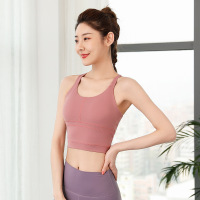 带胸垫运动背心女上衣夏季新款瑜伽文胸交叉美背速干衣女罩衫