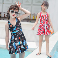 儿童泳衣女2019新款公主裙式连体保守可爱小中大童可爱宝宝泳衣