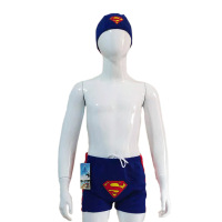 新款带帽速干训练儿童泳裤 涤纶平角沙滩中大童宝宝男童泳裤套装