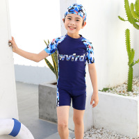 夏季新款韩版修印花中大男童泳衣 运动分体短袖儿童泳衣