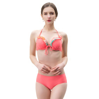 女士四件套分体泳衣 成人带钢圈比基尼裙式披肩泳衣套装