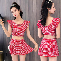 2021新款仙泳衣女两件套裙式平角保守可爱少女学生温泉显瘦泳装