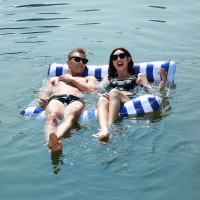 水上充气吊床浮床可折叠网纱气垫床便携式游泳圈双人浮排温泉网床