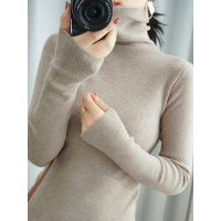 秋冬新款洋气高领毛衣女套头短款长袖修身紧身堆堆学生针织打底衫