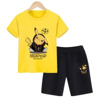 儿童夏装男套装2021新款上衣男孩短袖衣服中大童男童皮卡丘两件套