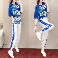运动套装女2021新款韩版宽松休闲微胖显瘦两件套大码运动套装女夏