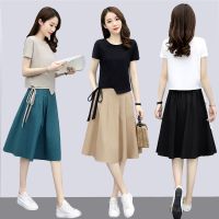 棉麻连衣裙套装女2021年夏装新款女装洋气显瘦亚麻两件套裙子