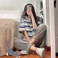 夏季韩版盐系百搭休闲套装女学生短袖t恤上衣时尚运动裤子两件套