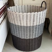 塑料仿藤编脏衣篮家用衣服收纳筐手提蓝玩具零食篓浴室洗衣筐