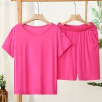 男士睡衣夏季薄款莫代尔睡衣家居服套装v领加大短袖短裤休闲宽松