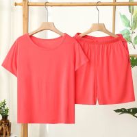 男士睡衣夏季薄款莫代尔睡衣家居服套装v领加大短袖短裤休闲宽松