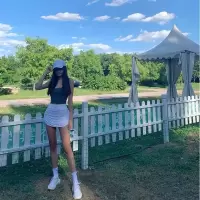 欧美性感运动高腰巨显瘦两边褶皱抽绳可调节长短弹力裙裤辣妹风女