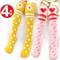 儿童男女童袜子棉春秋夏薄款宝宝长筒袜过膝中筒长袜公主堆堆袜