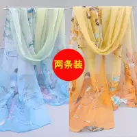 两条装中老年人雪纺丝巾女士妈妈纱巾春秋百搭长小披肩韩围巾