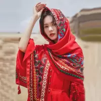 民族风棉麻沙滩围巾春夏季防晒披肩海边丝巾百搭学生女