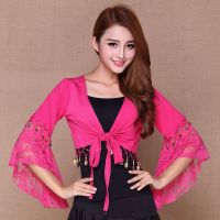 广场舞服装新款跳舞衣服喇叭袖练习服广场舞蹈服演出服披肩上衣女