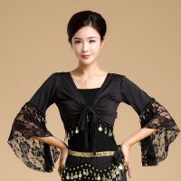 广场舞服装新款跳舞衣服喇叭袖练习服广场舞蹈服演出服披肩上衣女