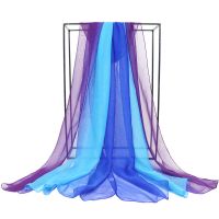 舞蹈丝巾女乔其纱小围巾渐变色防晒纱巾领巾薄款长条装饰围巾