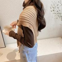 披肩女空调房外搭毛线小披肩护颈打结围巾女春秋新款韩版针织披肩