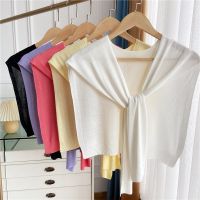 色护打结女夏季薄款韩版百搭外搭冰丝披肩针织空调房小坎肩