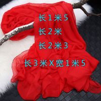中国大红色丝巾女春季百搭妈妈大雪纺纱巾春秋长款色披肩围巾