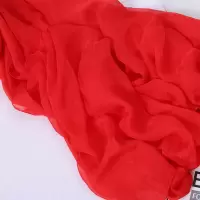 中国红舞蹈表演大红色丝巾女围巾夏跳舞雪纺纱巾白色方巾披肩