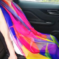 大丝巾女围巾仿真丝桑蚕丝春夏防晒披肩雪纺百搭纱巾海边沙滩巾