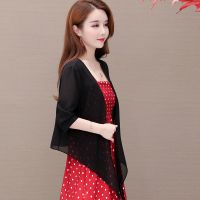 披肩夏配裙子短款大码薄蕾丝网纱开衫上衣仙女外吊带裙的小外套
