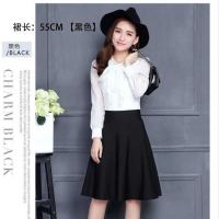 口袋+裤中长款高腰显瘦松紧腰伞裙a字百搭半身裙广场舞裙