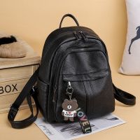 火时尚潮双肩包女2021新款书包软皮质旅行背包女韩版百搭简约