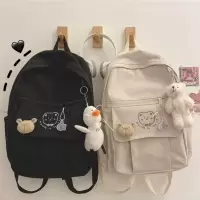 原宿风书包女ins火学院风可爱少女帆布包韩版软妹双肩包