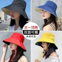 渔夫帽女春夏韩版潮日系双面遮脸防紫外线帽子大沿防晒帽遮阳帽男