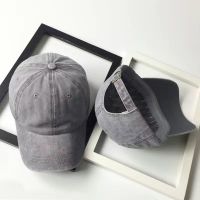 帽子女春夏韩版做旧复古弯檐鸭舌帽子光板色棒球帽情侣水洗帽男