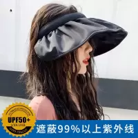 帽子女韩版百搭黑胶防晒遮脸太阳帽潮渔夫帽防紫外线遮阳空顶帽夏