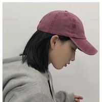 帽子女春夏韩版做旧复古弯檐鸭舌帽子光板色棒球帽情侣水洗帽男