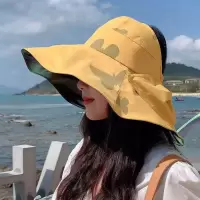 渔夫帽女2021新款夏季黑胶防uv紫外线遮脸大檐帽遮阳防晒帽子