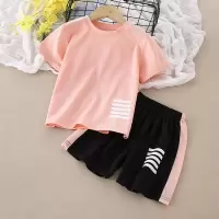 儿童运动套装夏季2021新款中大男女童速干套装短袖短裤两件套潮装