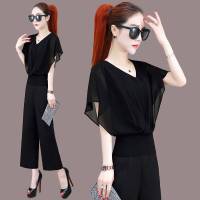 雪纺衫女短袖t恤2021夏季新款短款上衣收腰显瘦遮肉时尚蝙蝠小衫