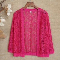新款中老年女装短款蕾丝披肩宽松大码镂空坎肩空调衫夏季百搭外套