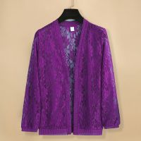 2021夏季中年女装短款蕾丝外搭开衫薄外套坎肩防晒衣空调衫女