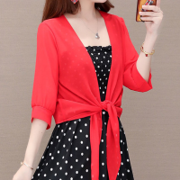 夏季清凉冰丝网纱配吊带裙子的小披肩薄款防晒衣短款大码外搭开衫